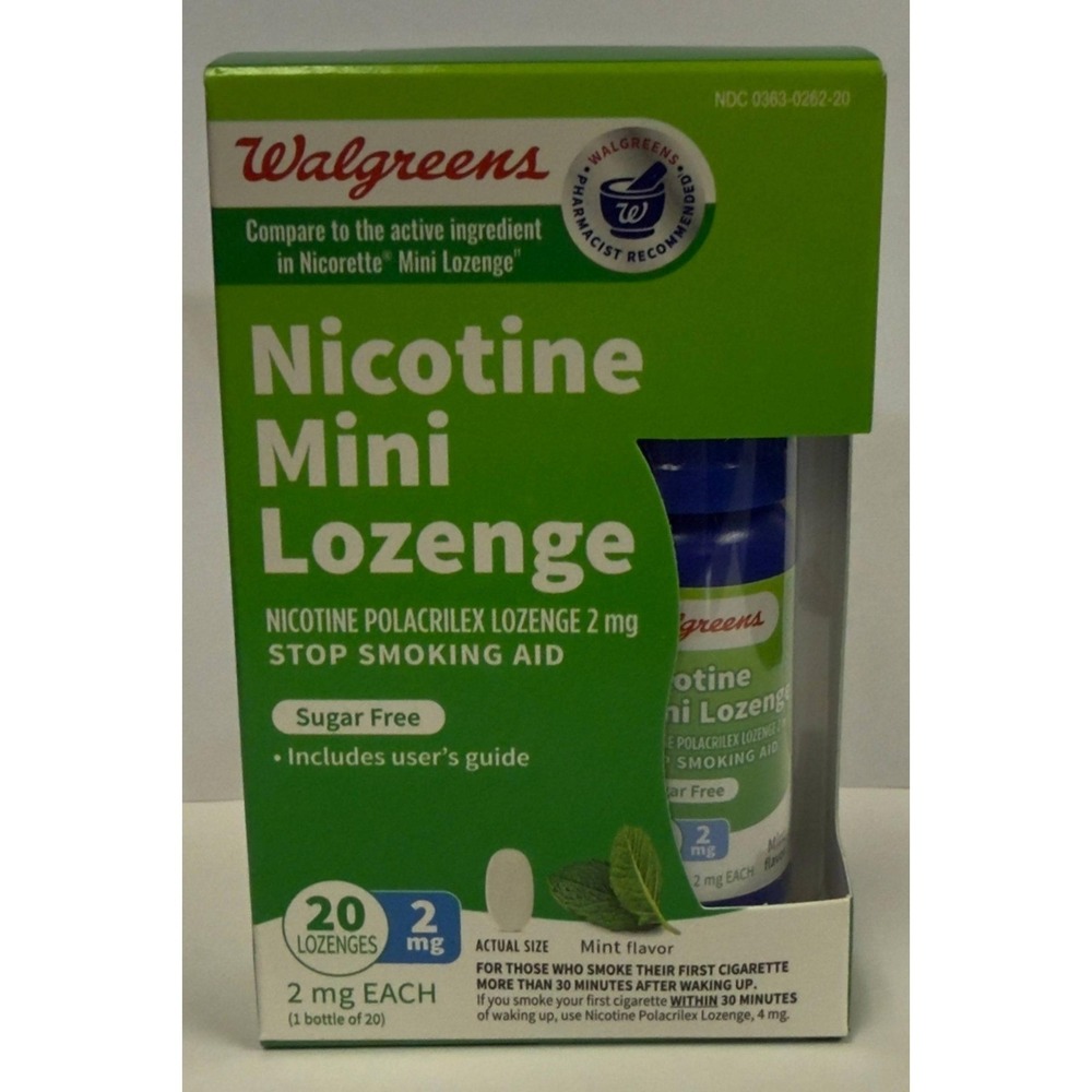 Walgreens Nicotine mini Lozenge 2mg 20 Count Mint Flavor Exp 12/2028